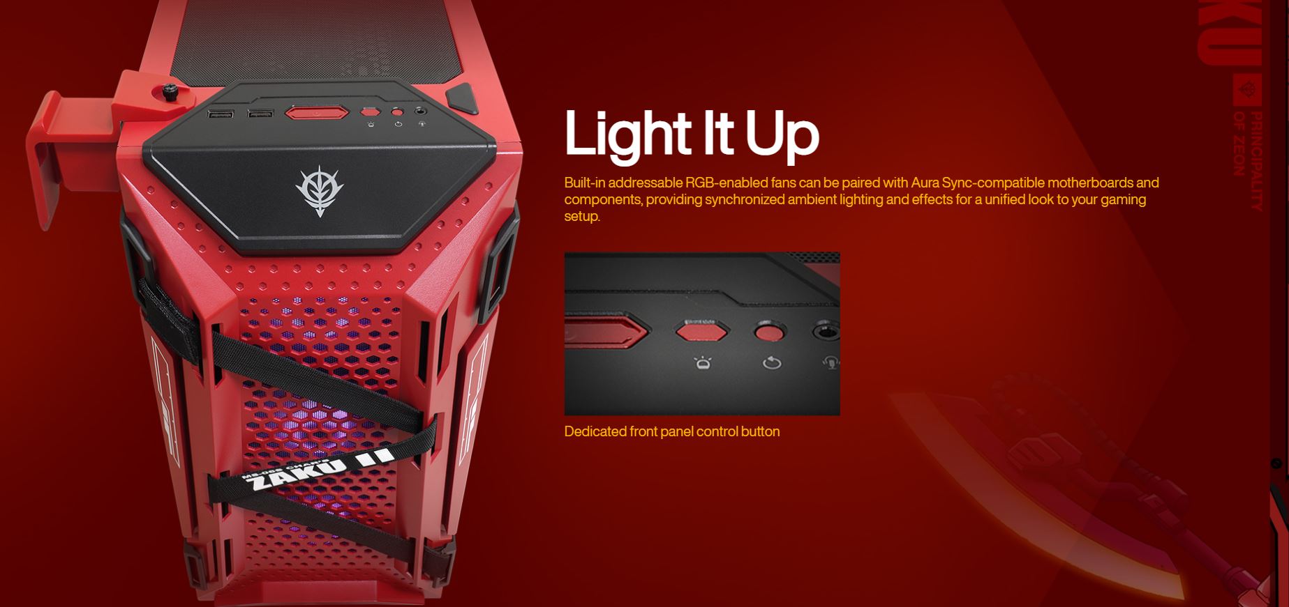 Case ASUS TUF Gaming GT301 ZAKU II EDITION  (Mid Tower/ Màu Đỏ) giới thiệu 2